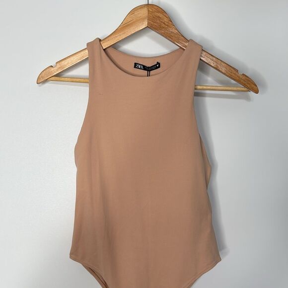 NWT Zara Tan Halterneck Bodysuit Size Small - Picture 3 of 10
